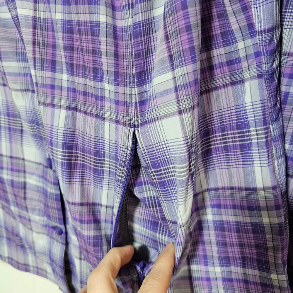 Duluth Trading Sidewinder Button-Up Shirt Purple Plaid Women's Size L Outdoor - Picture 3 of 5